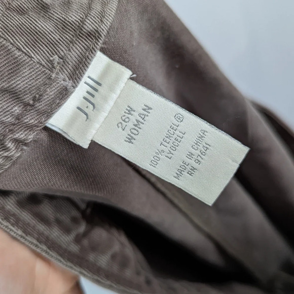J Jill sz 26W Elastic Waist Drawstring Pants Khaki Lightweight Tencell Lyocell - Picture 6 of 7
